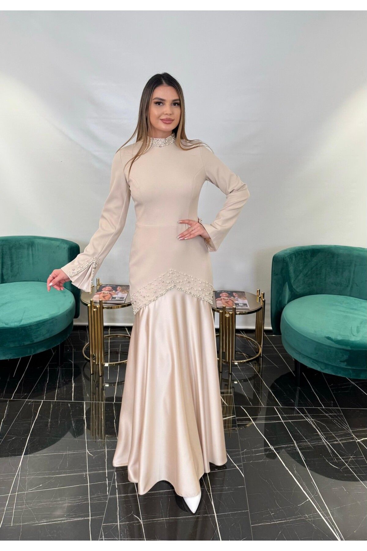 White Corner 3228 BALIK FORM TASARIM ELBİSE