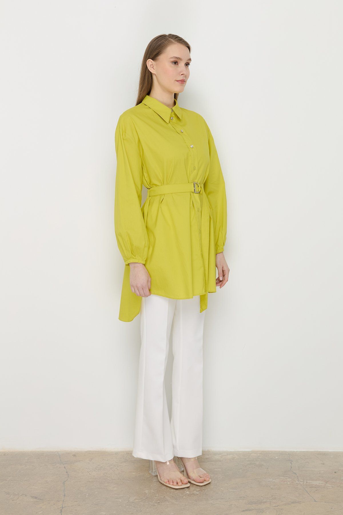 Nihan Beli Kemerli Asimetrik Tunik Asit