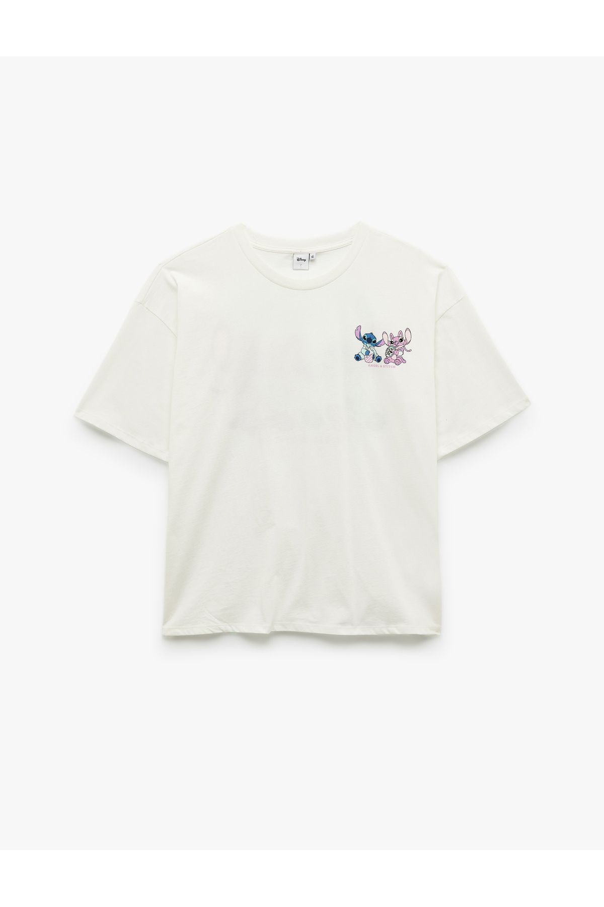 Koton Stitch Lisanslı Kısa Kollu Bisiklet Yaka Oversize Arkası Baskılı Tişört