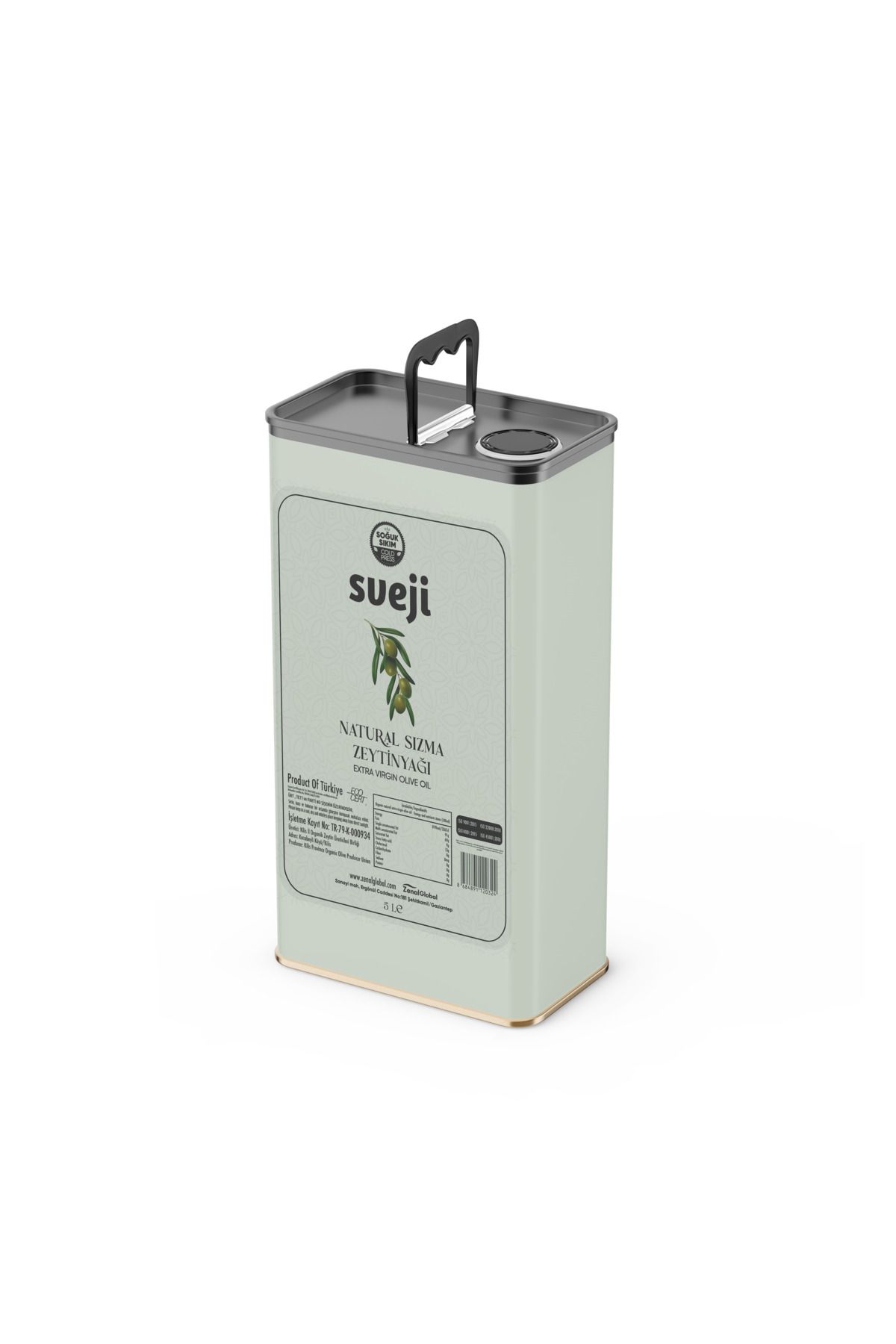 Sveji Soğuk Sıkım Naturel Sızma Zeytinyağ 5Lt (Teneke Kutu)