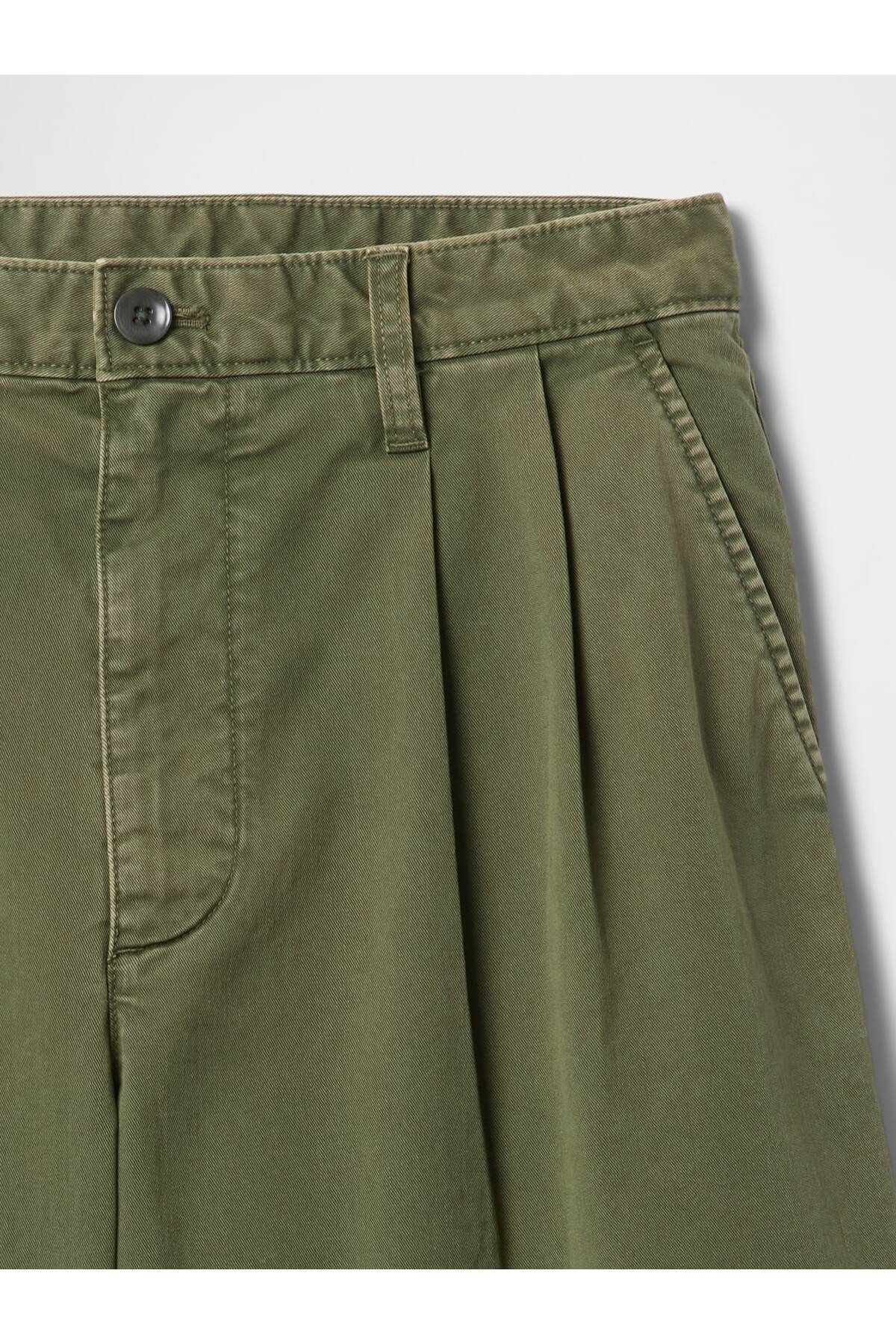 Erkek Yeşil Pileli Khaki Şort - 3