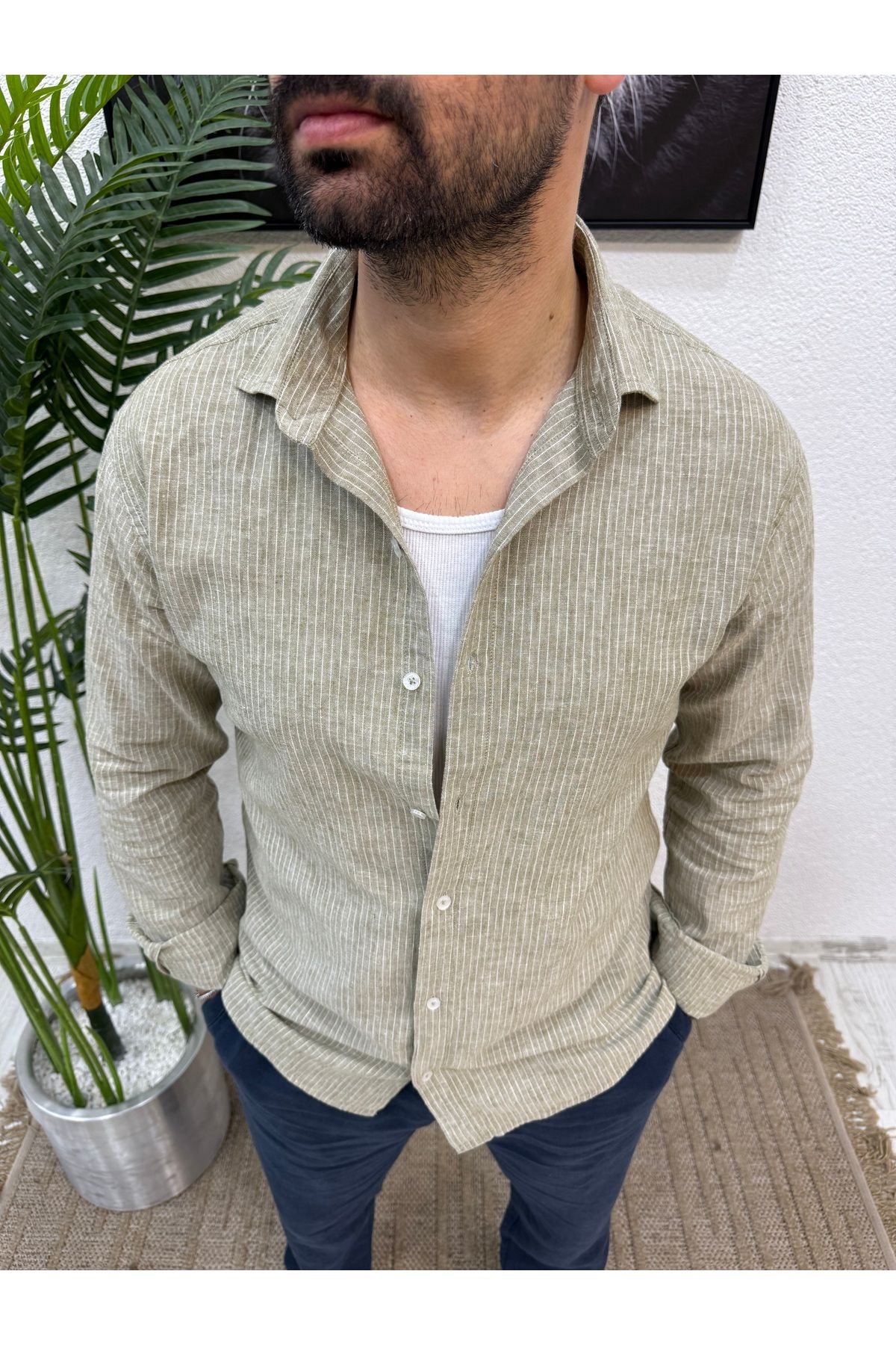 Yubacollection YUBACOLLECTİON KETEN YAZLIK GÖMLEK
