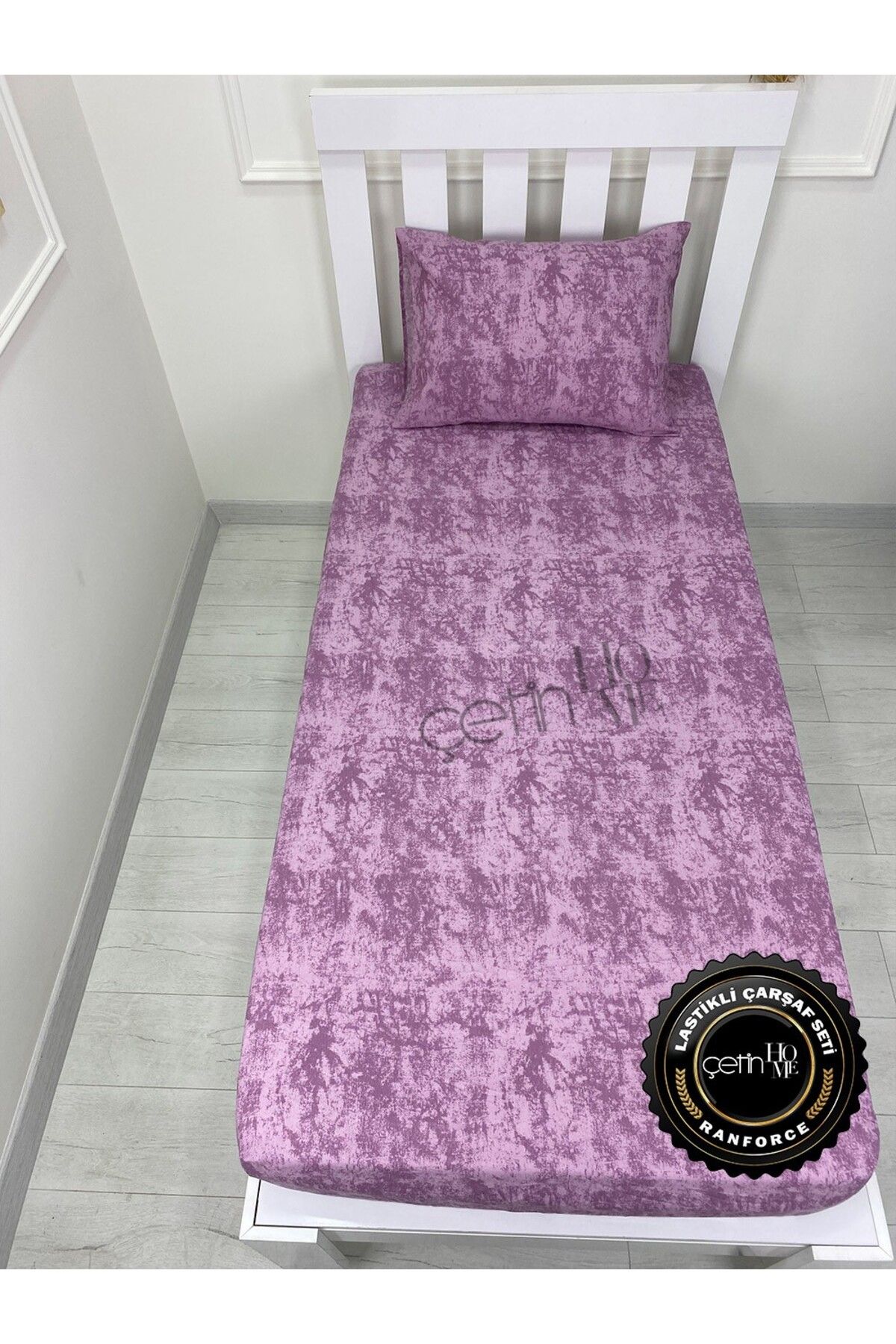 Çetinhome-Fabric Elastic Sheet Set Single 3 Size Shadow Lilac 7