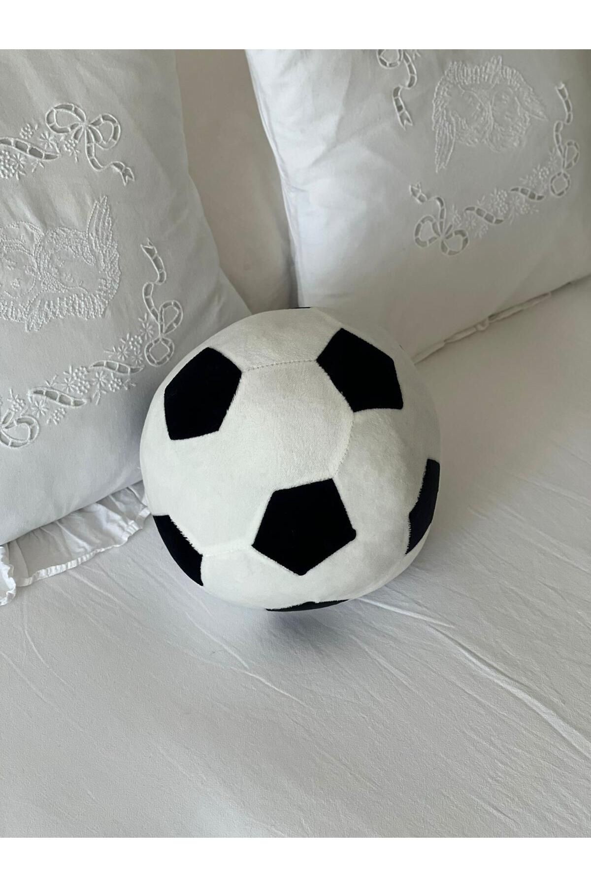 MR.Frenks Çocuk Taraftar Futbol Topu Oyun Arkadaşı Peluş Yastık Siyah&Beyaz 22 cm