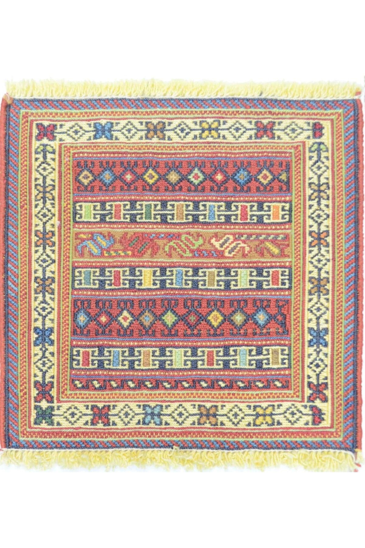 Handmade İran Zolanvari El Dokuma Sumak Küçük Boy Kilim 30x33 cm (0,099 m²)