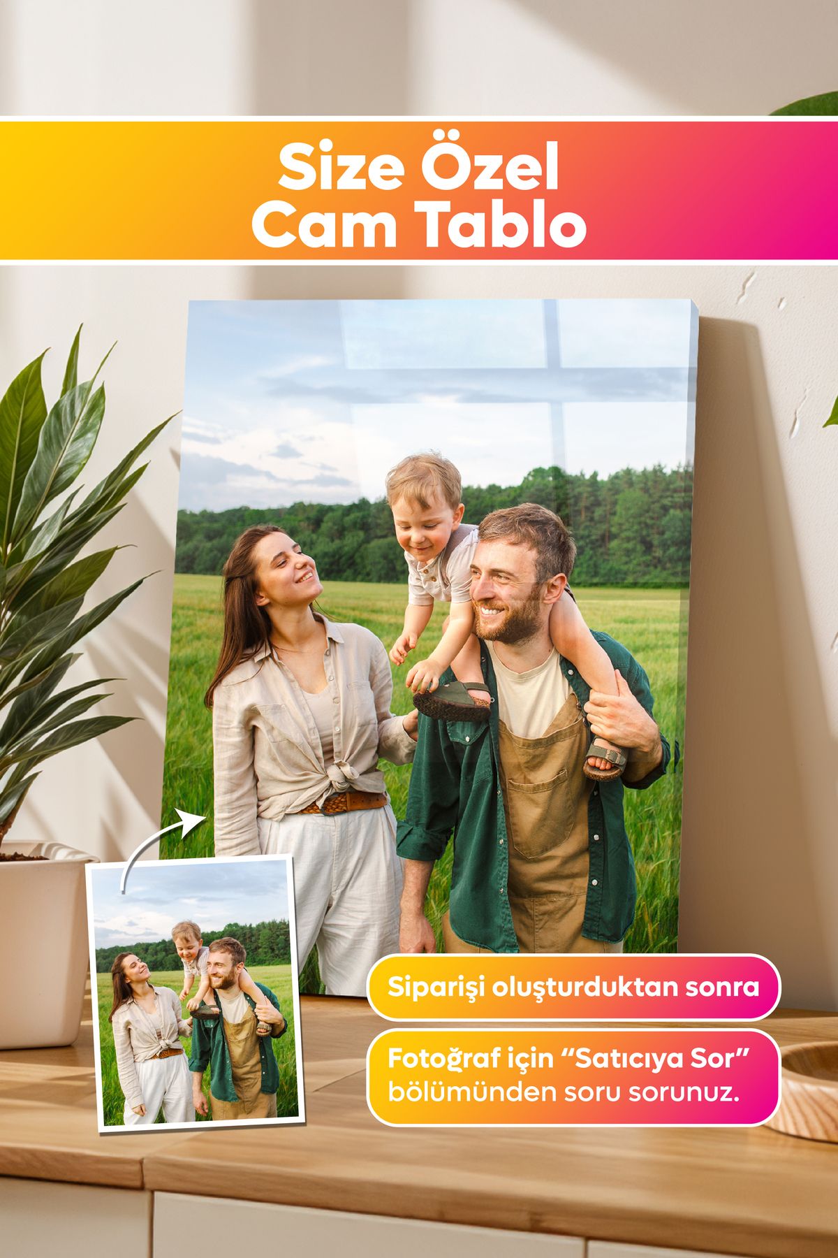 Dekopix Kişiye Özel Fotoğraflı Premium Cam Tablo