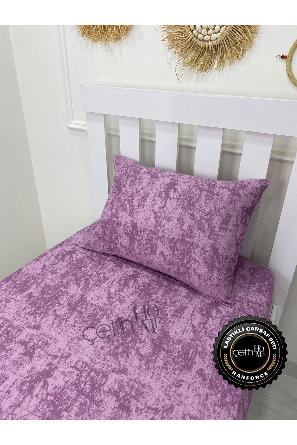 Çetinhome-Fabric Elastic Sheet Set Single 3 Size Shadow Lilac 4