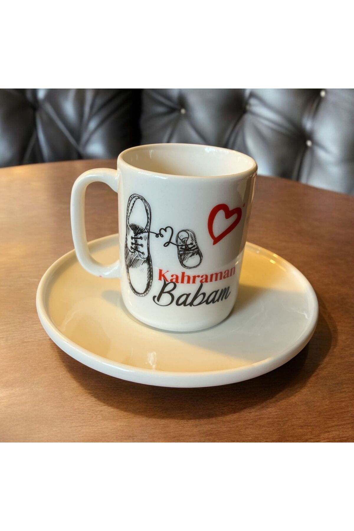 WPAWZ Babalar Günü Kahraman Babam Baskılı Porselen Kahve Fincan Takımı