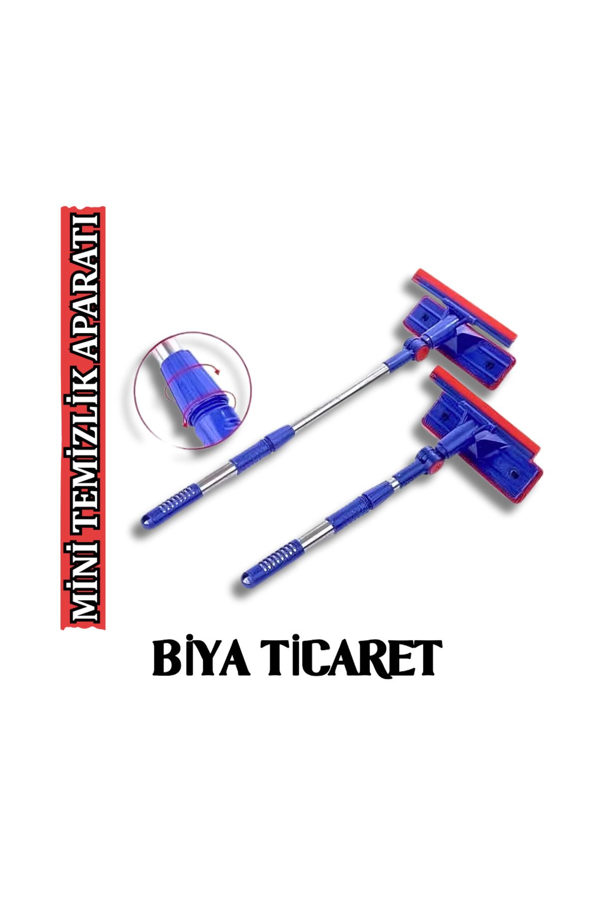 BİYA Teleskopik Cam Silme Aparatı Mini (Ayarlanabilir Başlıklı)