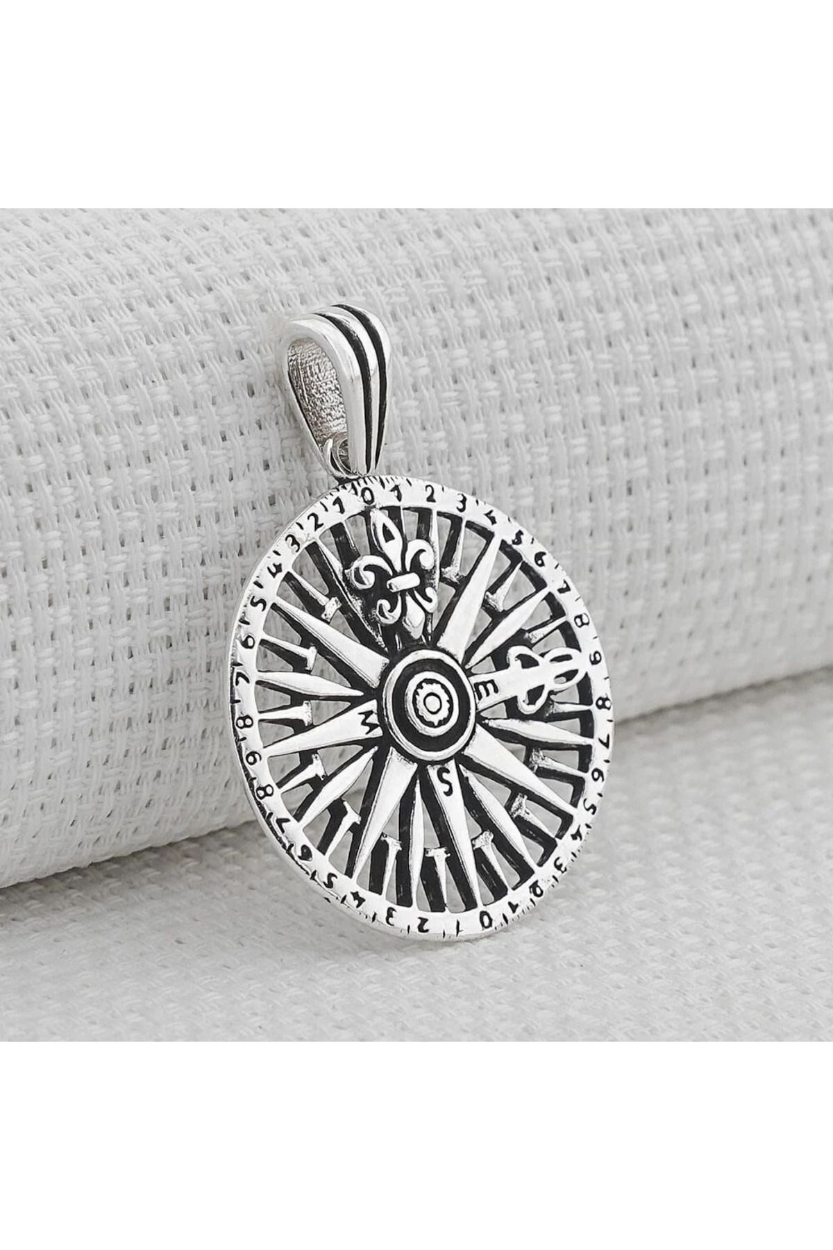 shop Acı Tasarımlı Pusula 925 Ayar Gümüş Erkek Kolye Ucu