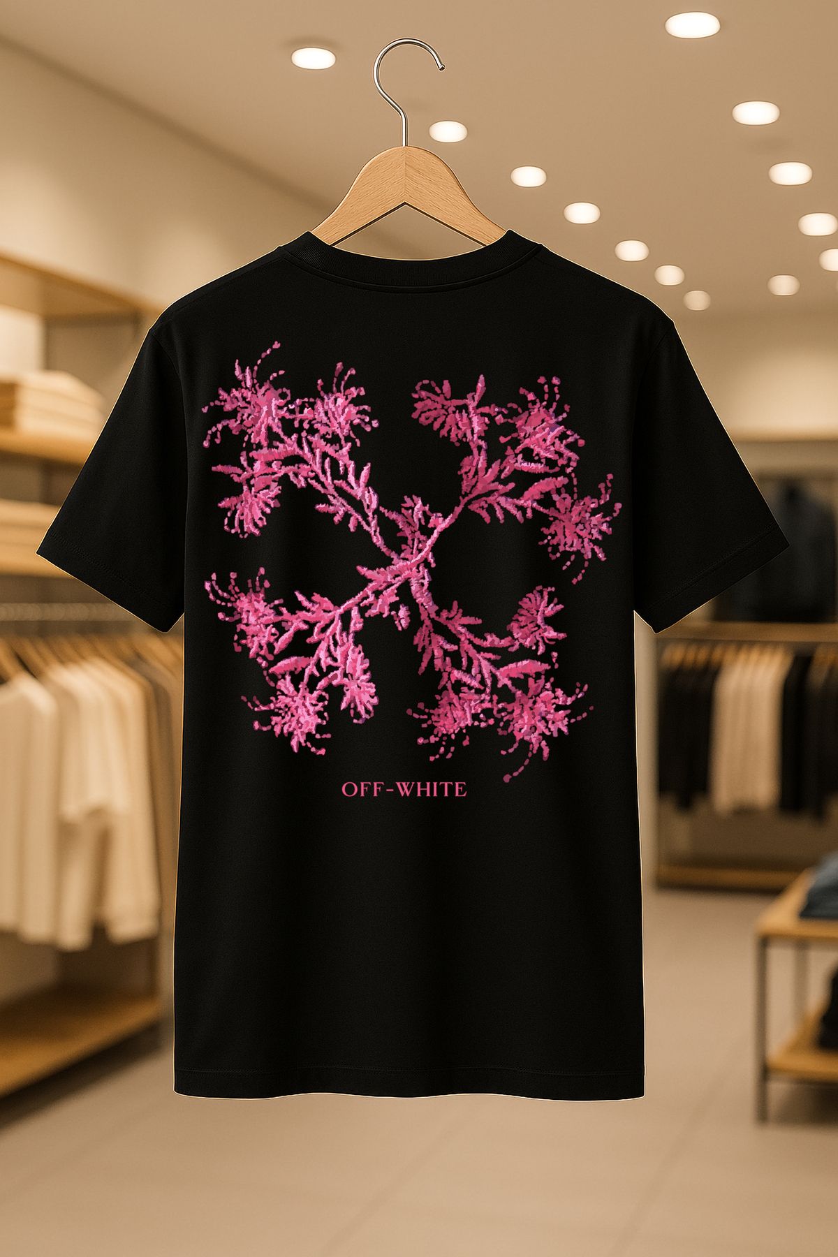 FEEL STYLE Off-White Pembe Oversize Unisex %100 Pamuklu Nefes Alan Kalin Kumaşlı T-Shirt