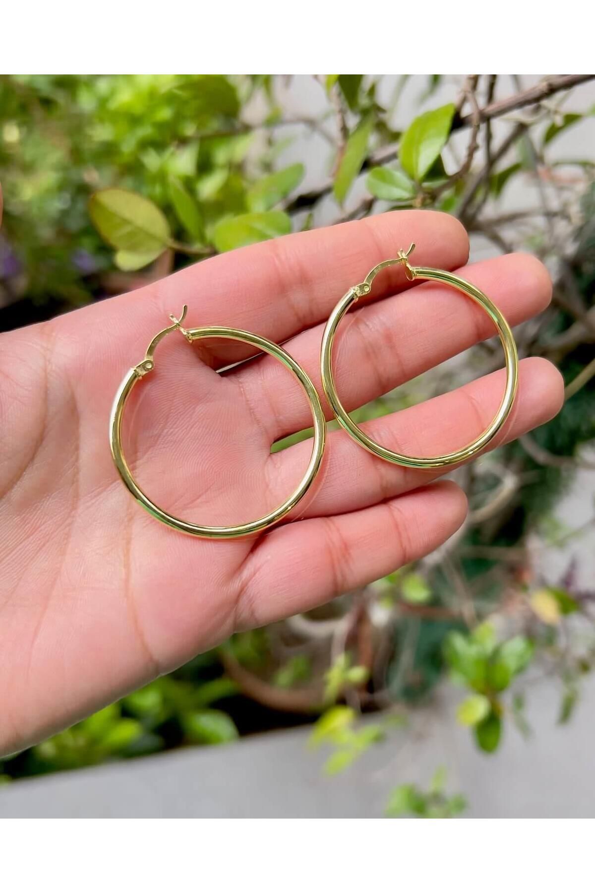 Defne Silver Silinidr Halka Küpe Çap:4 cm