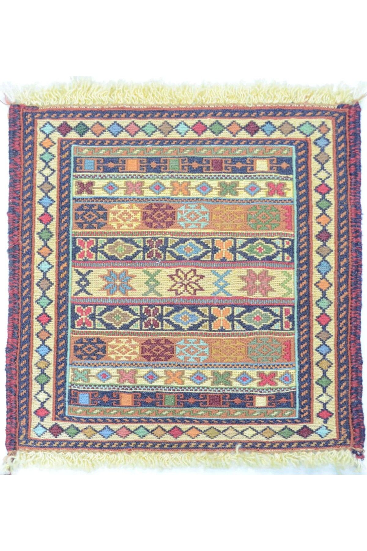 Handmade İran Zolanvari El Dokuma Sumak Küçük Boy Kilim 32x32 cm (0,1 m²)