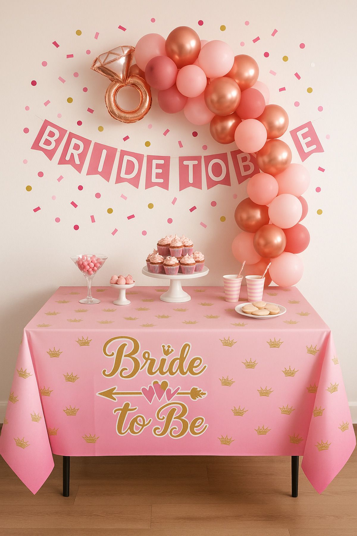 UVERTE Bride to Be Masa Örtüsü – Bekarlığa Veda Partisi İçin Parlak ve Şık Masa Süsü