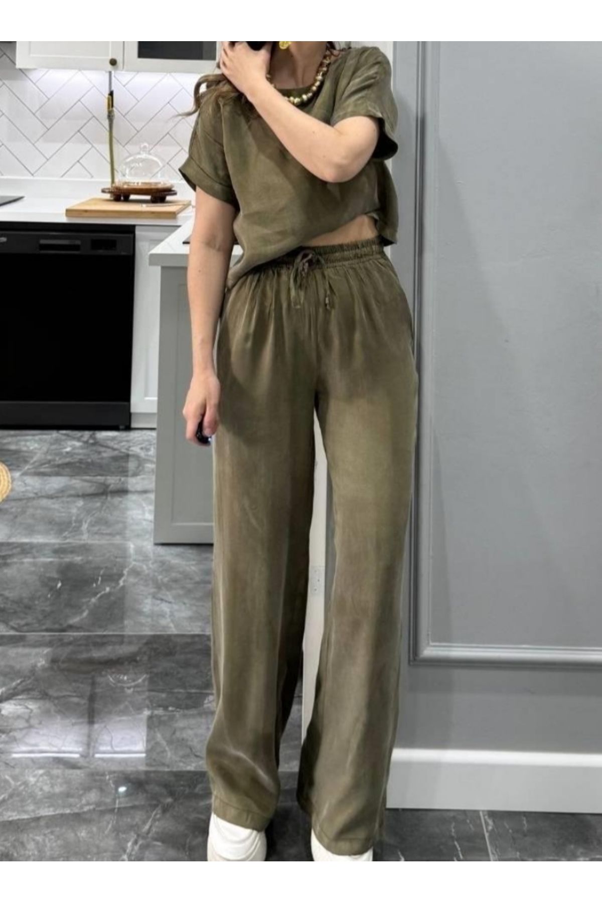Elizar Moda HAKİ YEŞİLİ BLUZPANTOLON TAKIM