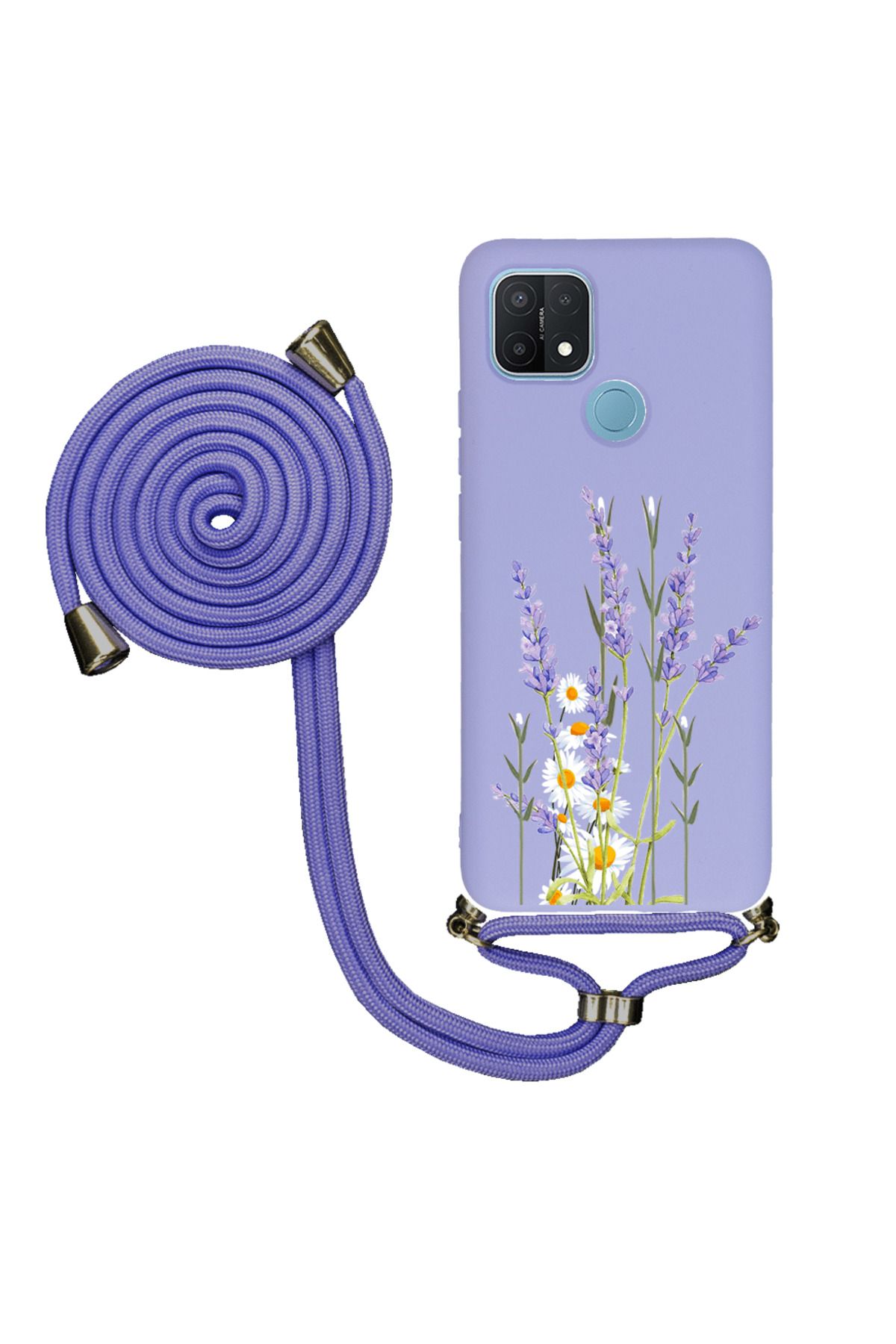 Royaleks Oppo A15 İpli Lansman Kılıf - Lavanta Mix