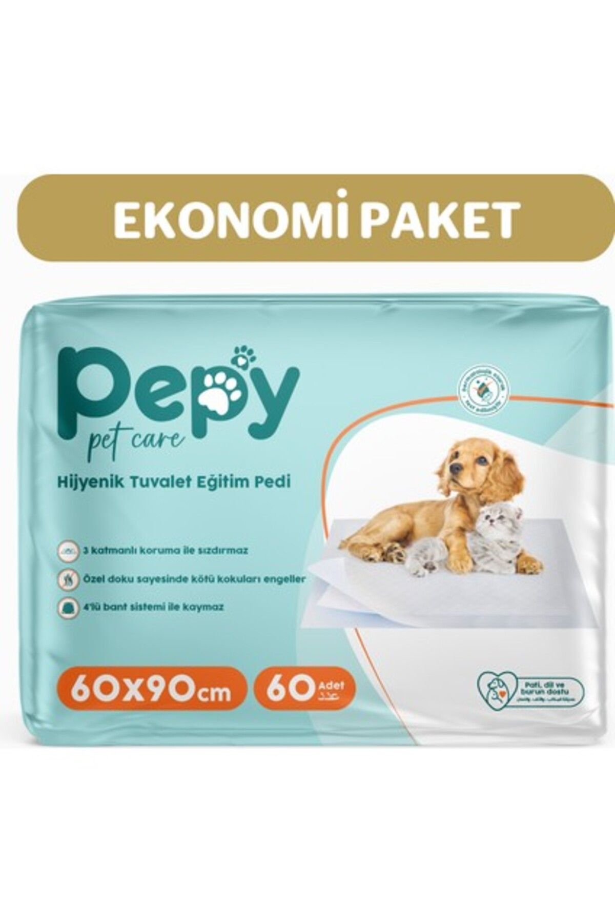 Orqinel Pepy Pet Care Pepy 60X90 cm Hijyenik Tuvalet Eğitim Pedi 30'lu 2 Paket 60 Adet