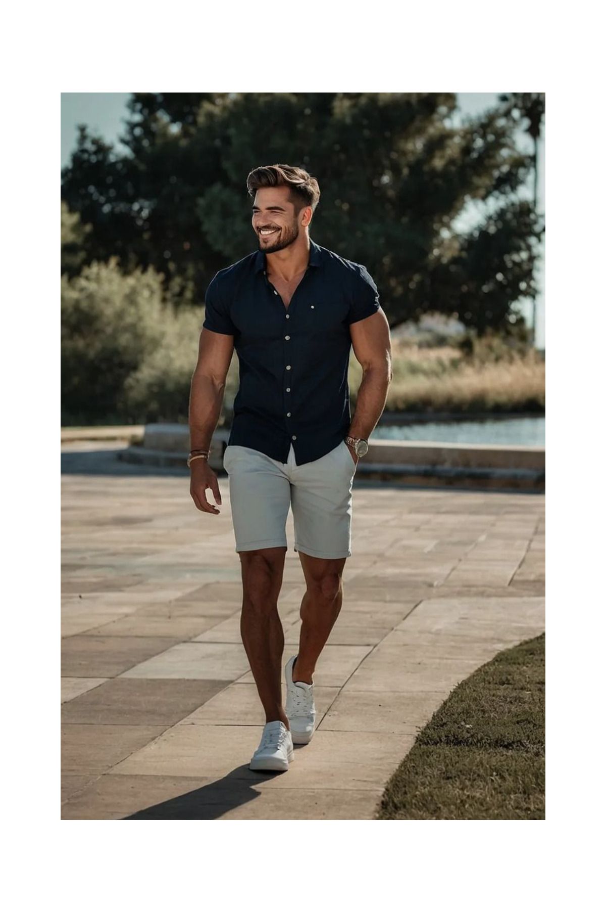 Le'sluette shadow of style Regular Fit Gri Erkek Kot Şort