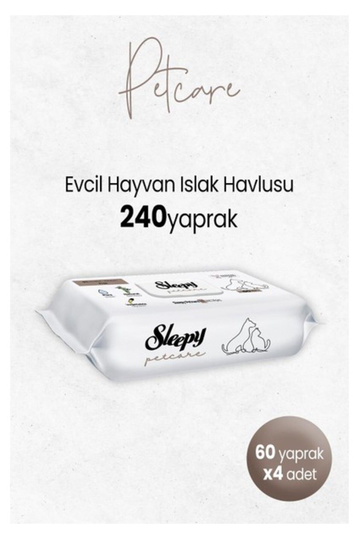 Sleepy Petcare Evcil Hayvan Islak Havlusu 60'lı x 4 Adet