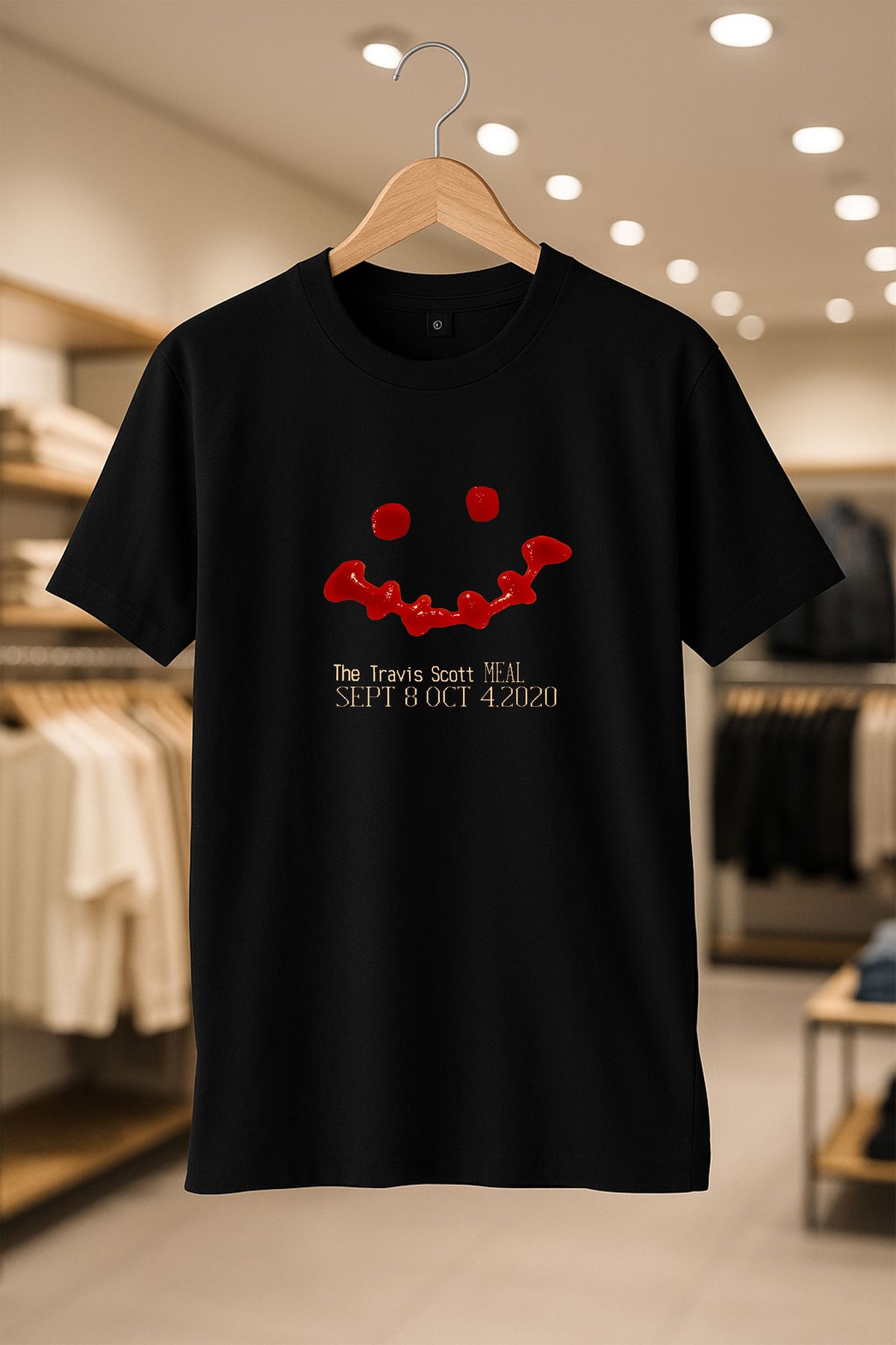 C&C OKULCUNUZ Travis Scott Astroworld Ketchup Dollar Oversize Unisex %100 Pamuklu Nefes Alan Kalin Kumaşlı T-Shirt