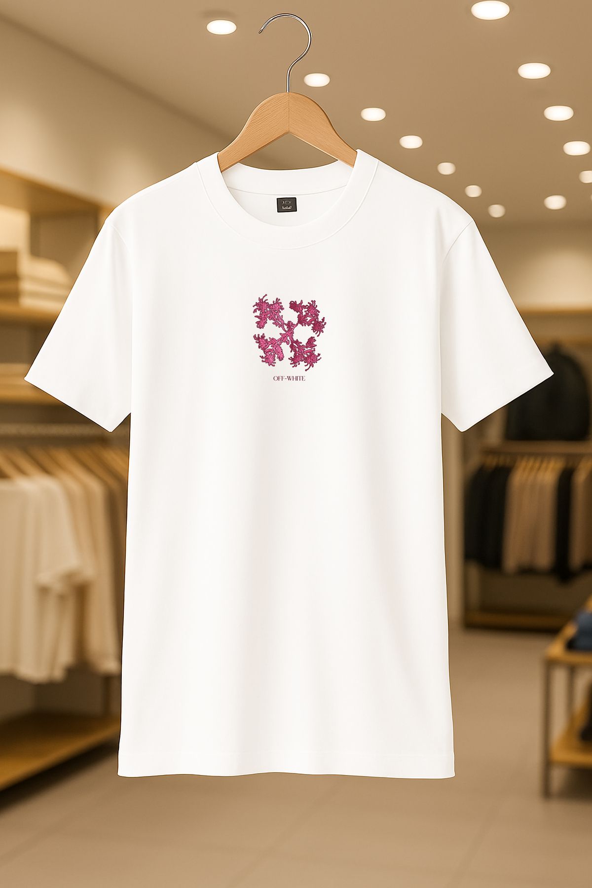 C&C OKULCUNUZ Off-White Pembe Oversize Unisex %100 Pamuklu Nefes Alan Kalin Kumaşlı T-Shirt