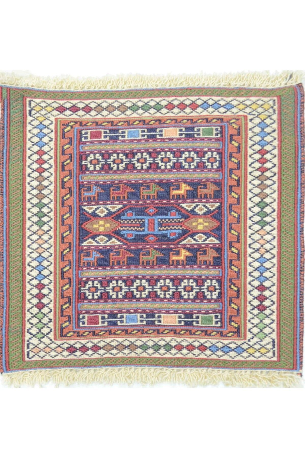 Handmade İran Zolanvari El Dokuma Sumak Küçük Boy Kilim 30x30 cm (0,09 m²)