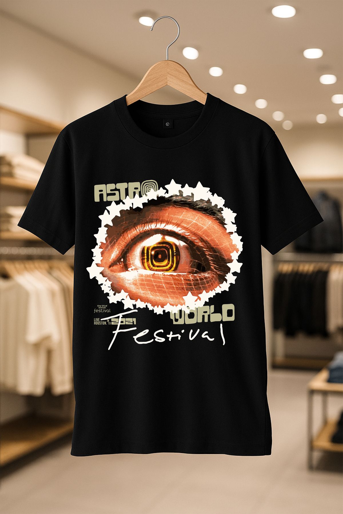 C&C OKULCUNUZ Astroworld Travis Scott Festival Oversize Unisex %100 Pamuklu Nefes Alan Kalin Kumaşlı T-Shirt