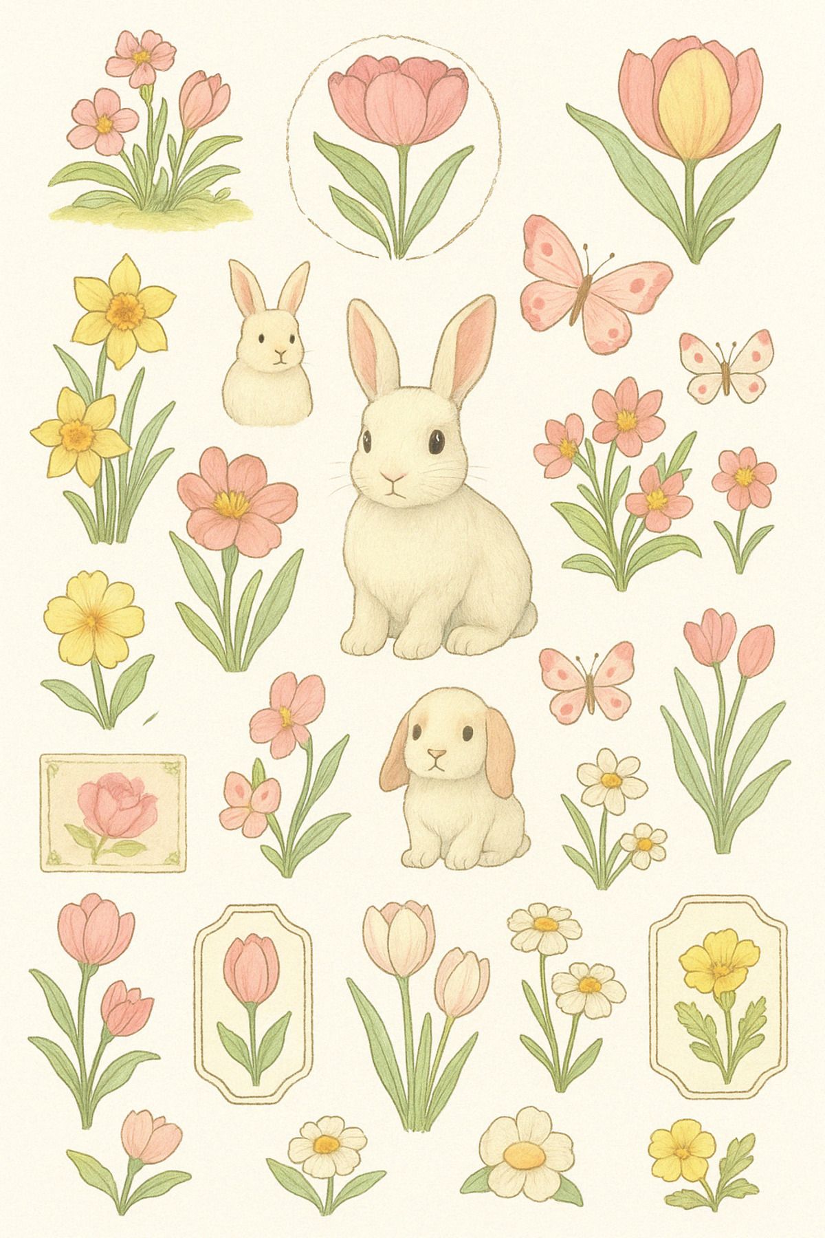 sticker 🌼 Orman Masalı İlkbahar Stickerı – 1 Sayfa – Ajanda, Planlayıcı ve Bullet Journal İçin