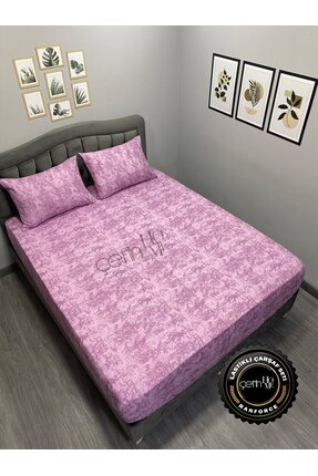 Çetinhome Kumaş Lastikli Çarşaf Seti Çift Kişilik ve Battal Boy Gölge Lila