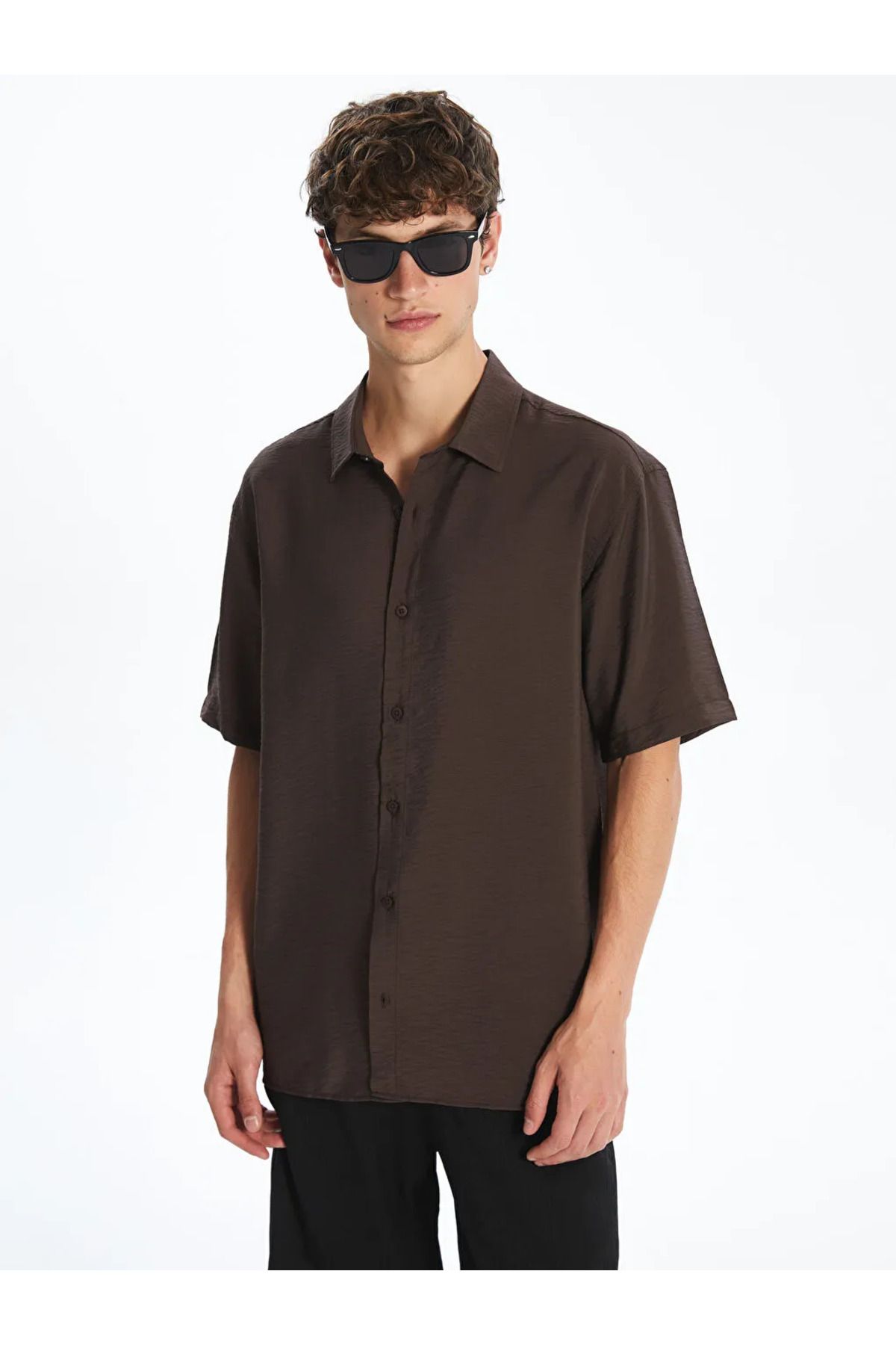 LC Waikiki XSIDE Kahverengi Regular Fit Kısa Kollu Erkek Gömlek