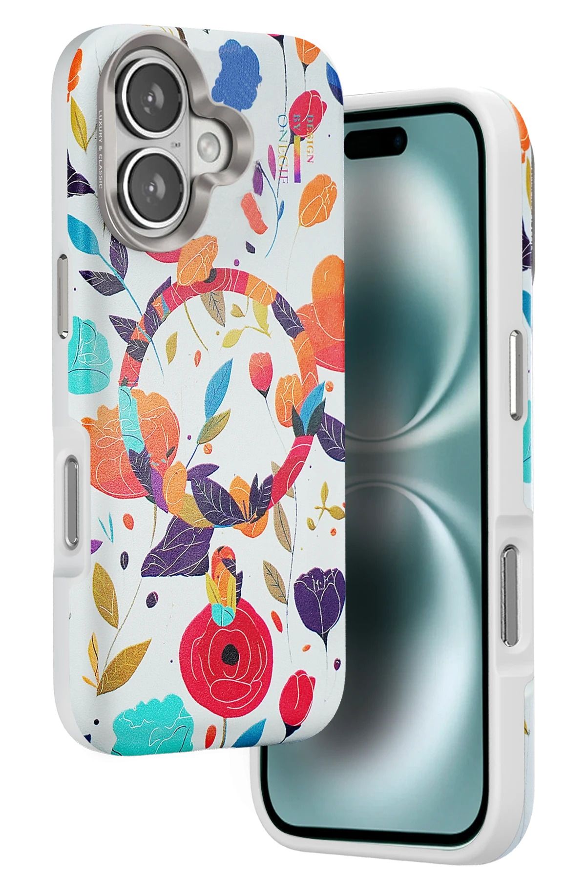 bbtech iPhone 16 Uyumlu Çiçek Desenli Soft Dokulu Yumuşak Silikon Kılıf Floral Desen Arka Kapak