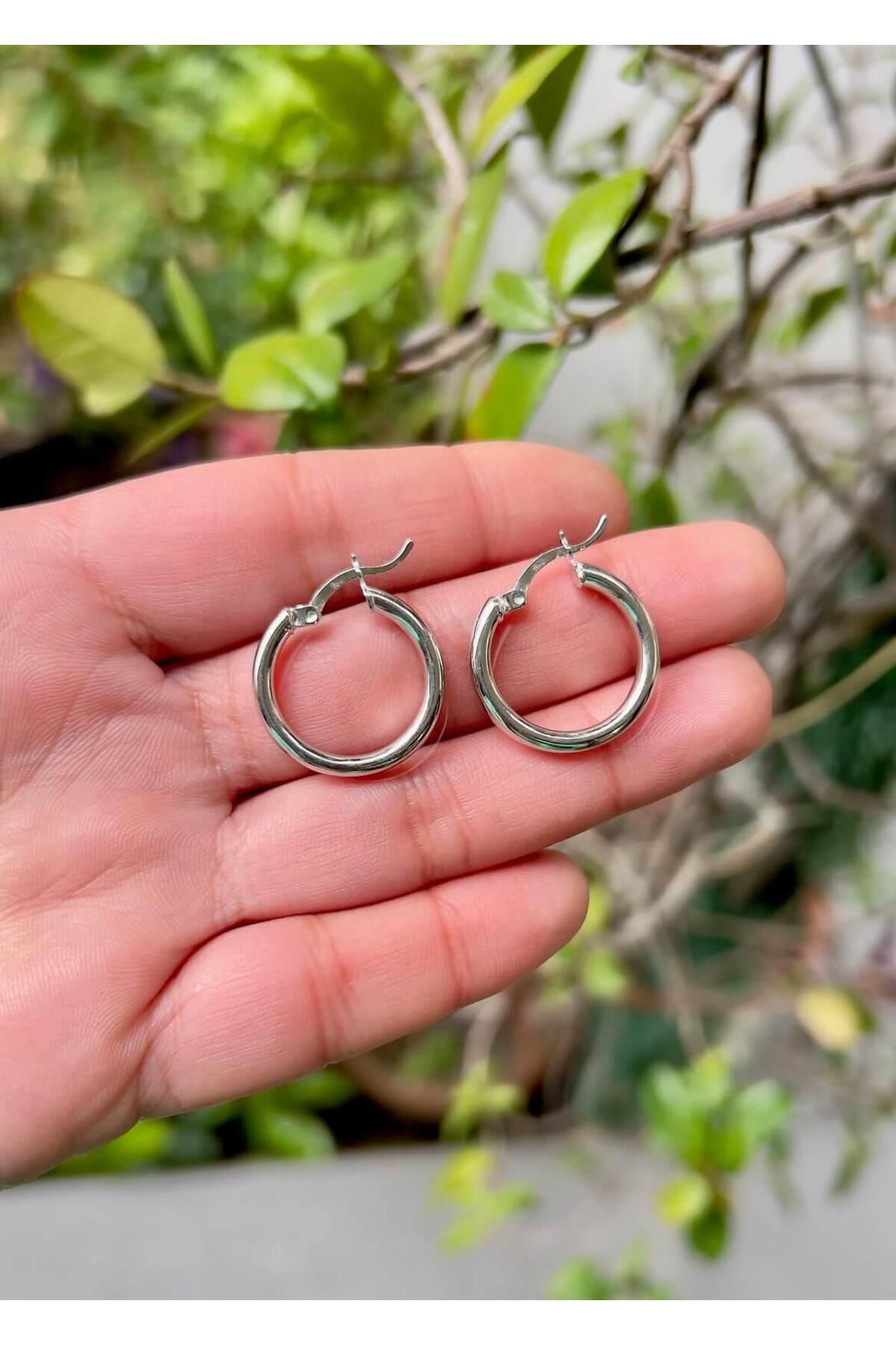 Defne Silver Silinidr Halka Küpe Çap:2 cm