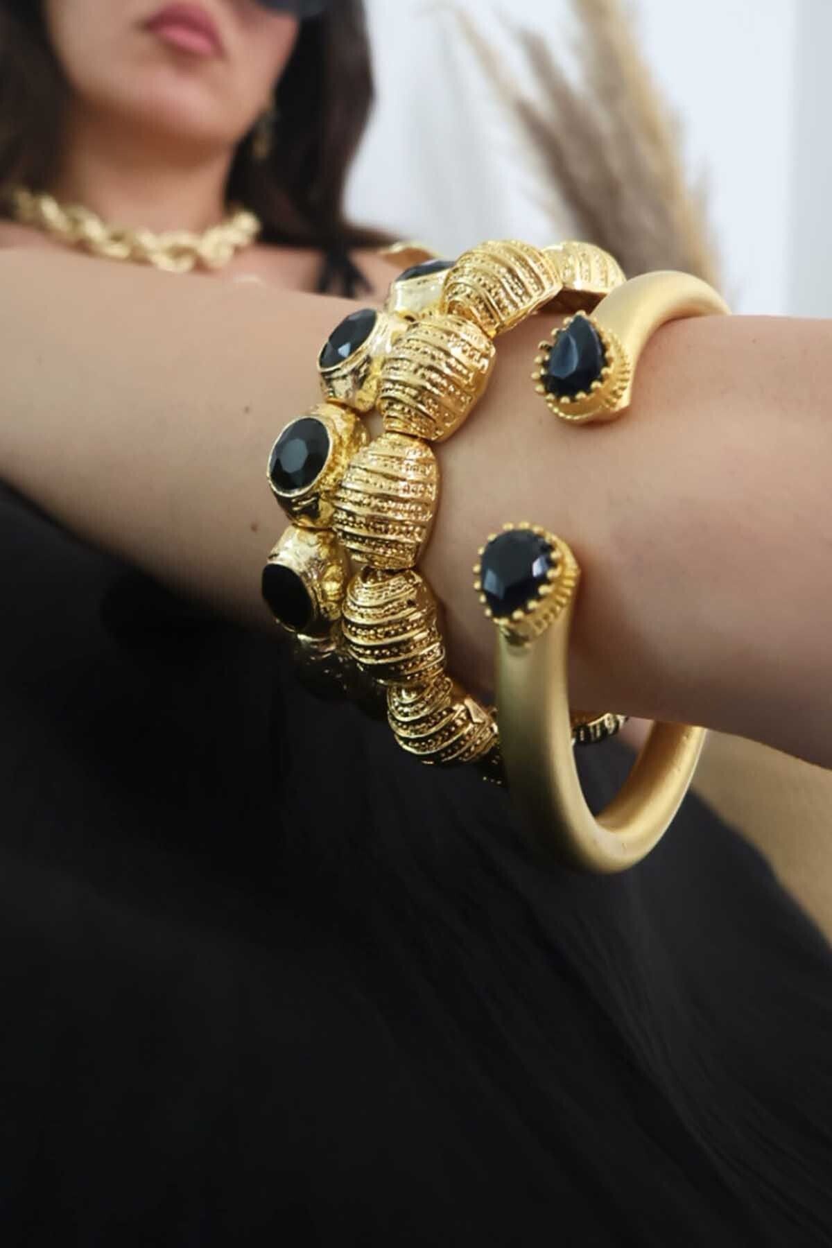 BYP Atelier Asil Dokunuş Bileklik Gold-Siyah