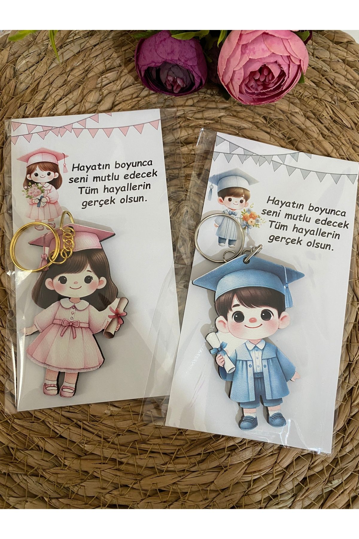 DKY Mezuniyet Töreni Hediyelik Anahtarlık Set 12 Adet (6 Kız 6 Erkek)