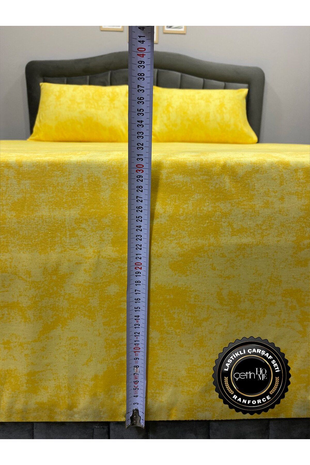 Çetinhome-Fabric Elastic Sheet Set Double and King Size Shadow Yellow 8