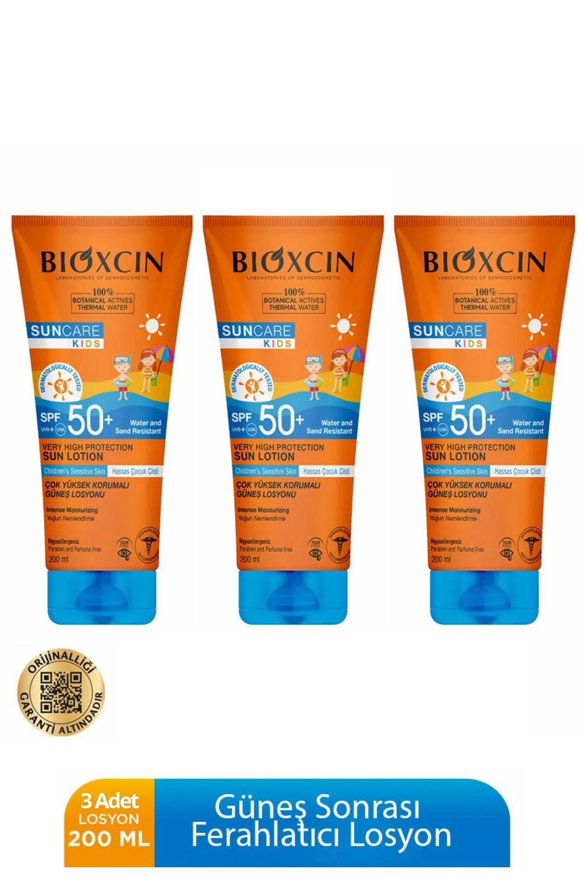 Bioxcin Sun Care Çok Çok Yüksek Korumalı Çocuk Güneş Kremi 50 Spf - % 100 Botanik Aktif 200 ml 3 adet