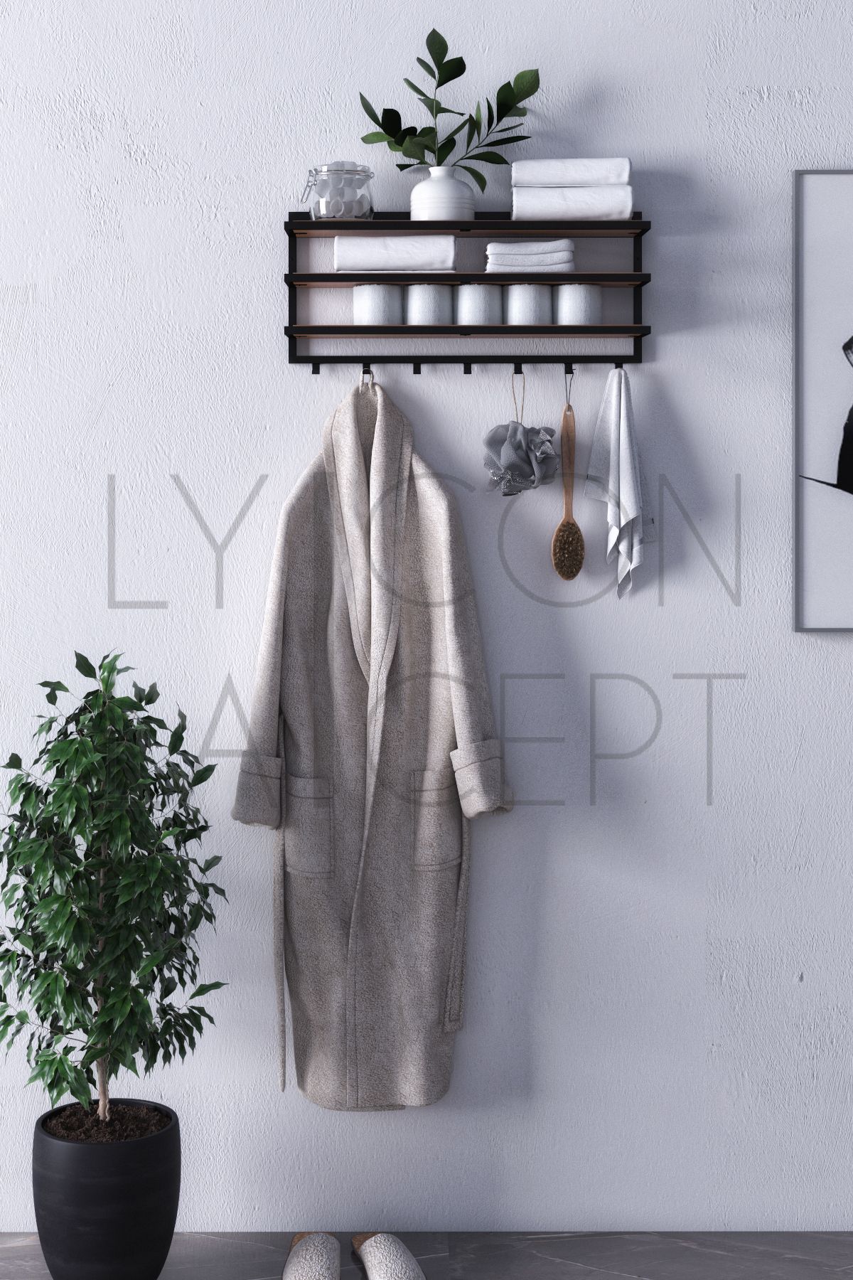 lyla concept Sofya 2 Katlı Ceviz Raflı Askılık,Portmanto (53 cm-4 askı)