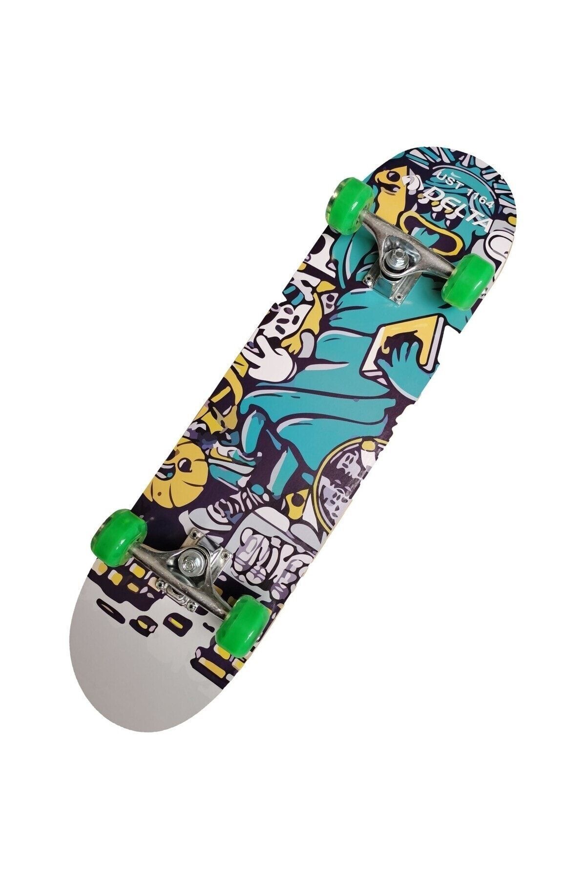 SerenityHaven Tek Ebat Silikon Teker Üstü Zımparalı Kaykay - UST 1164 Skateboard Yeşil