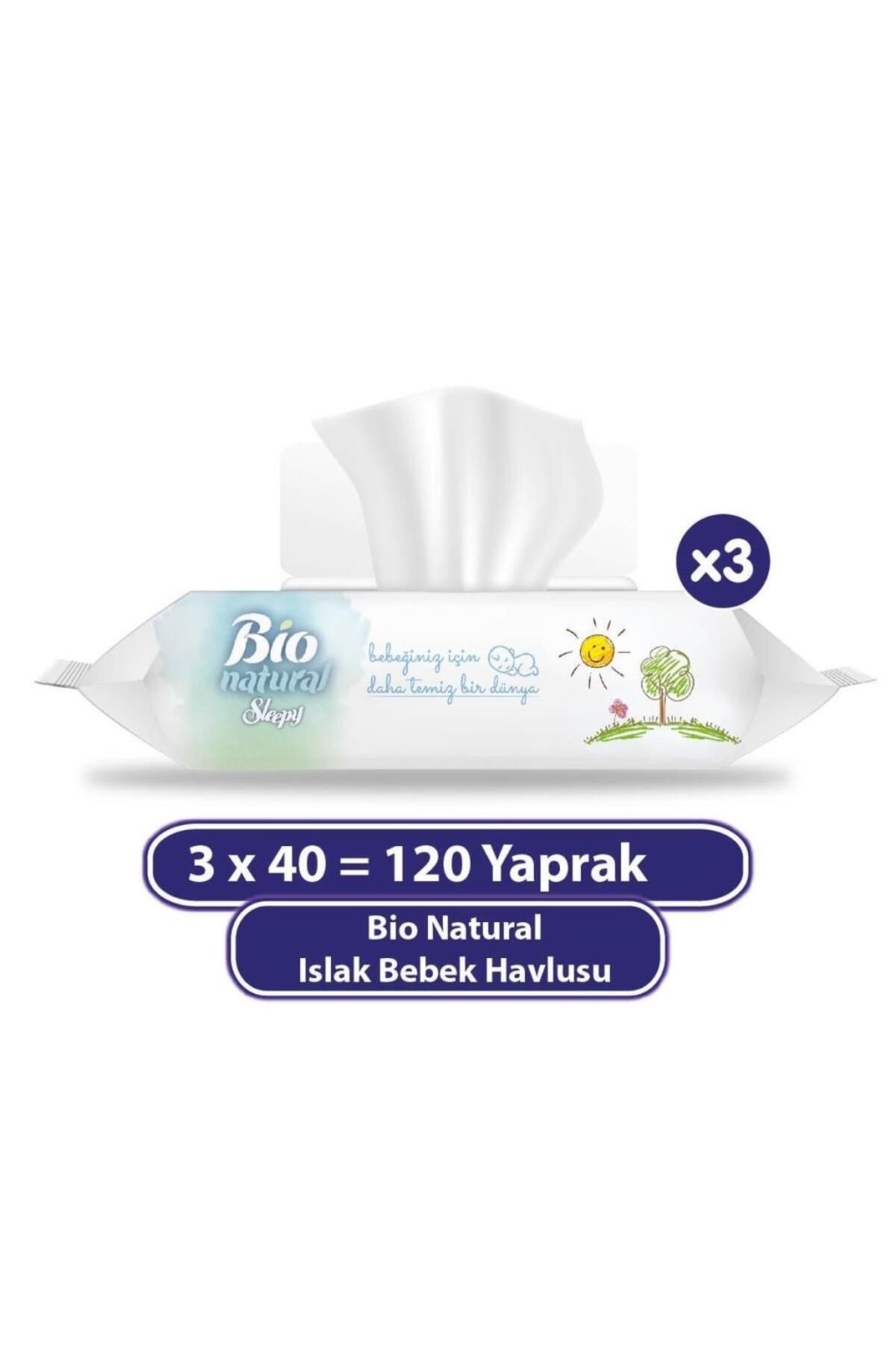NW NessiWorld Nessiworld Sleepy Bio Natural Islak Havlu Mendil 3x40 120 Yaprak