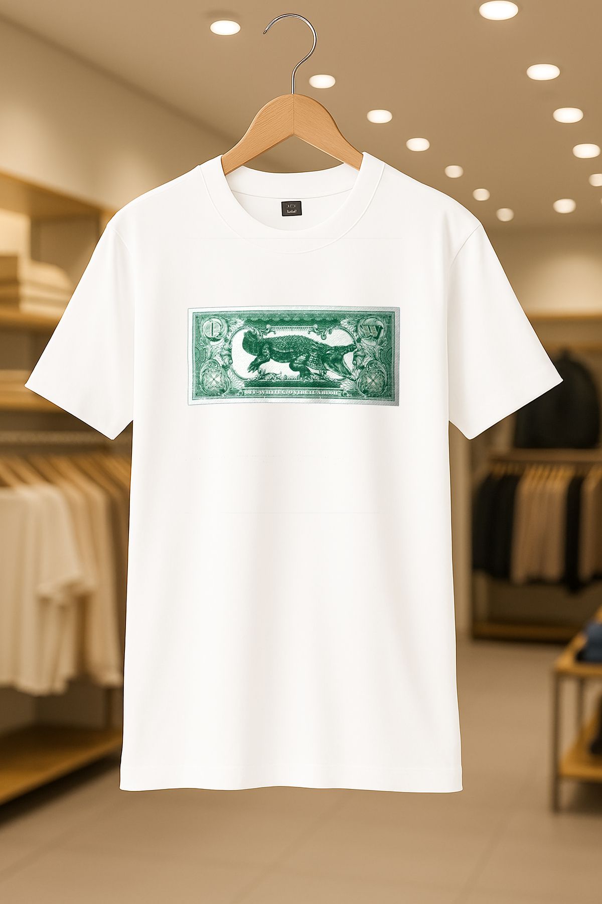 C&C OKULCUNUZ Off-White Dollar Oversize Unisex %100 Pamuklu Nefes Alan Kalin Kumaşlı T-Shirt