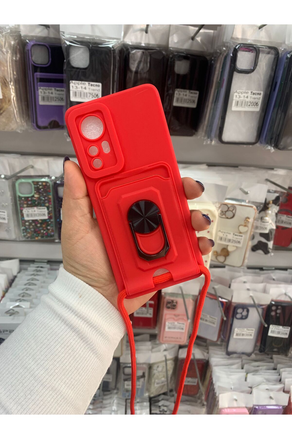TECNOTREND Xiaomi Mi 12 Lüx Tasarım Yüzüklü +İpli Lens Korumalı 3in1 Kapak