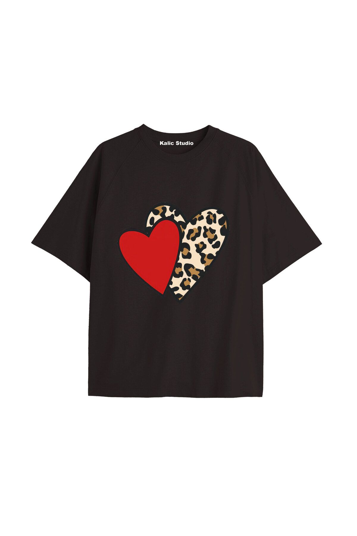 Kalic Studio Y2k vintage Leopar Baskılı Sİyah T-shirt KOD 152