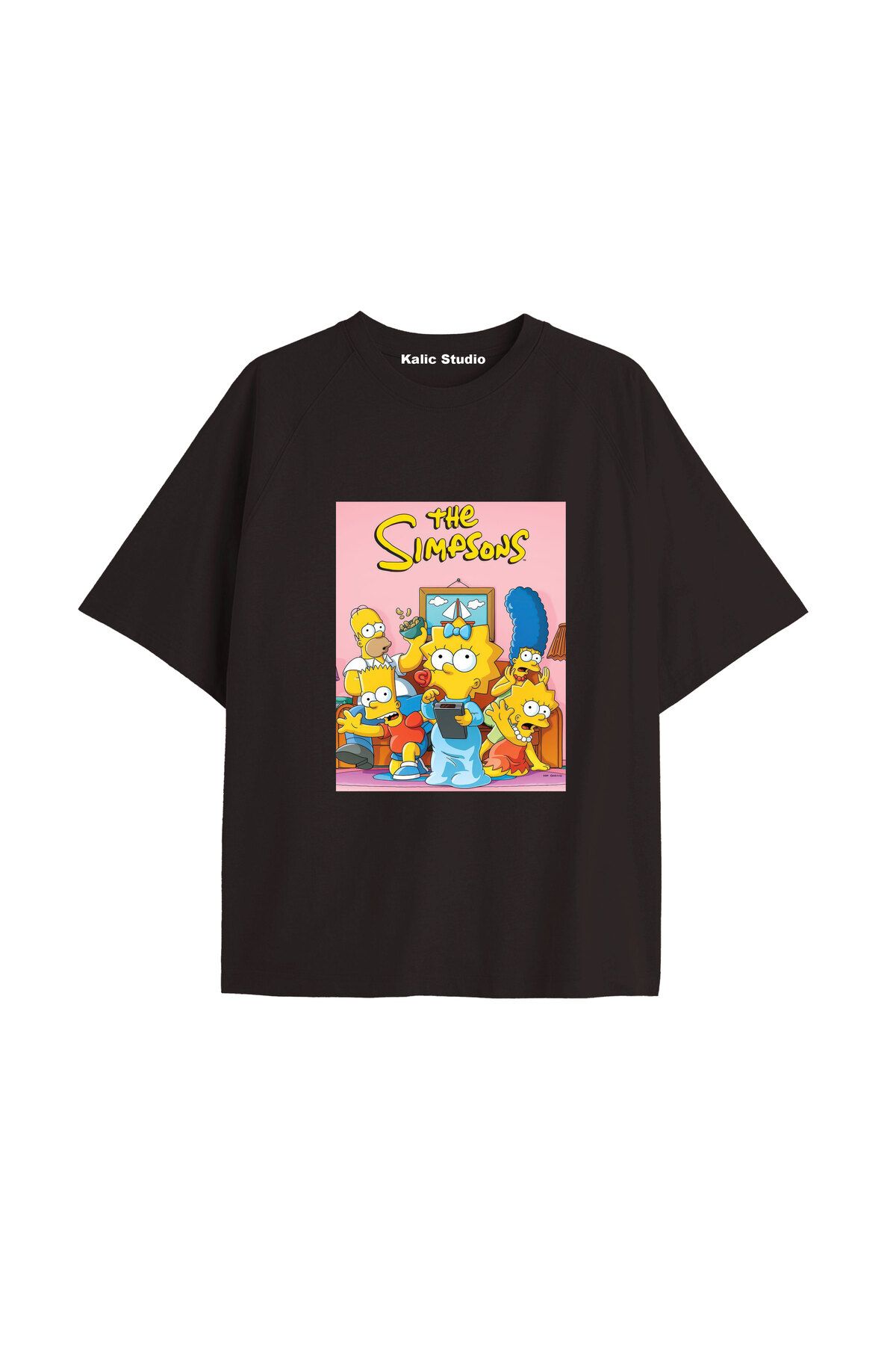 Kalic Studio Y2k vintage Simpson Baskılı Sİyah T-shirt KOD 283
