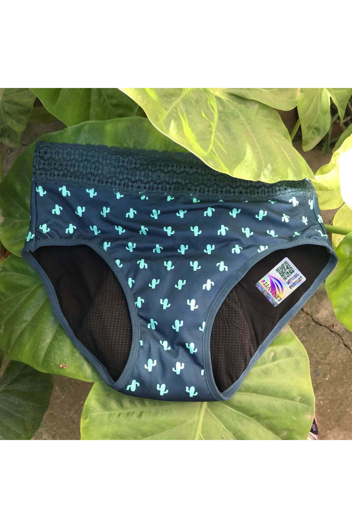 Linovit-Multicolored Menstrual Panties - Cactus Pattern - Green - Cactus Pattern, XXL 9