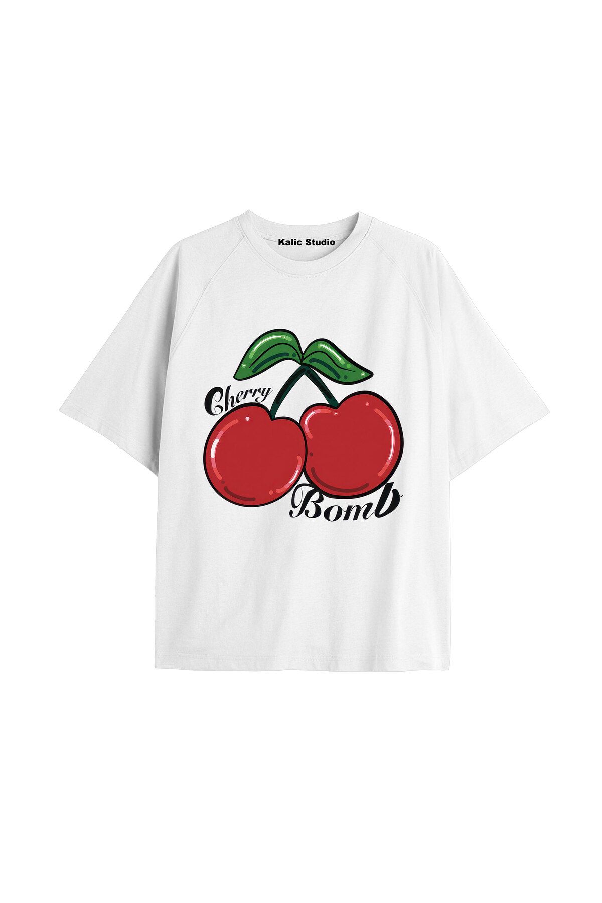 Kalic Studio Y2k vintage Cherry Baskılı Sİyah T-shirt KOD 56