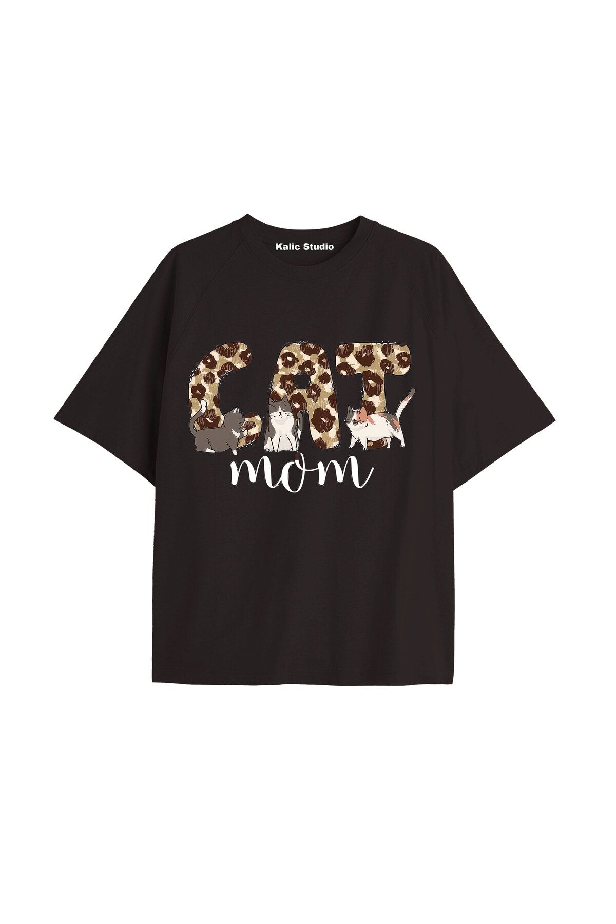 Kalic Studio Y2k vintage Leopar Baskılı Sİyah T-shirt KOD 148