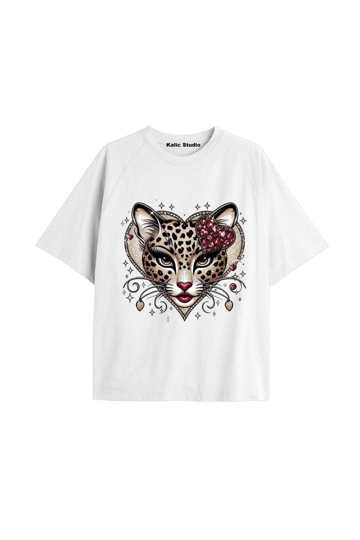 Kalic Studio Y2k vintage Leopar Baskılı Sİyah T-shirt KOD 108
