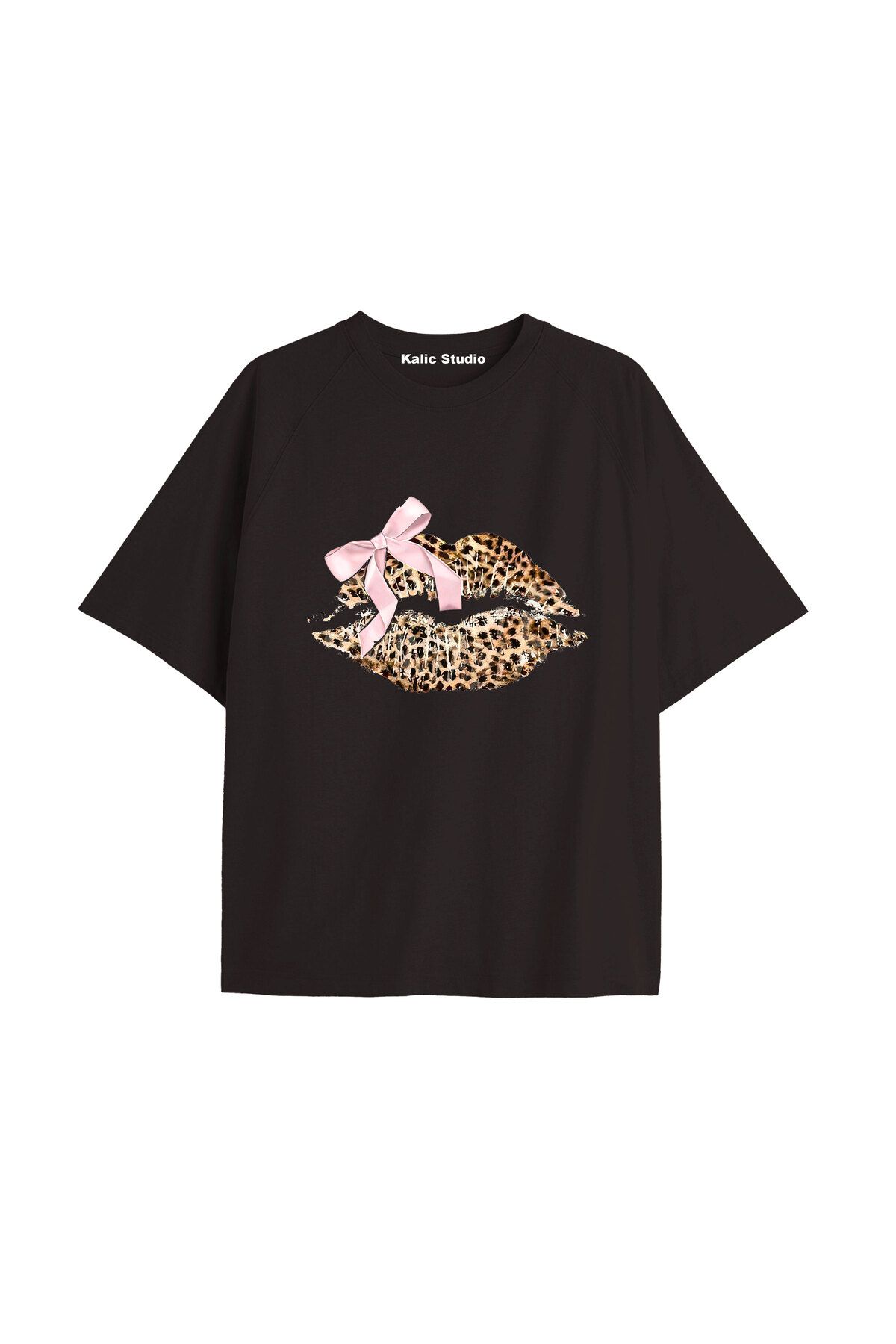 Kalic Studio Y2k vintage Leopar Baskılı Sİyah T-shirt KOD 179