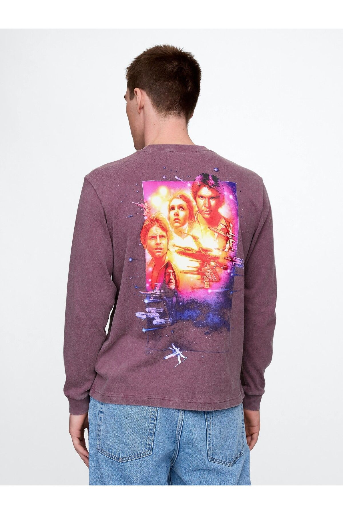 GAP Erkek Mor Star Wars Grafik T-Shirt
