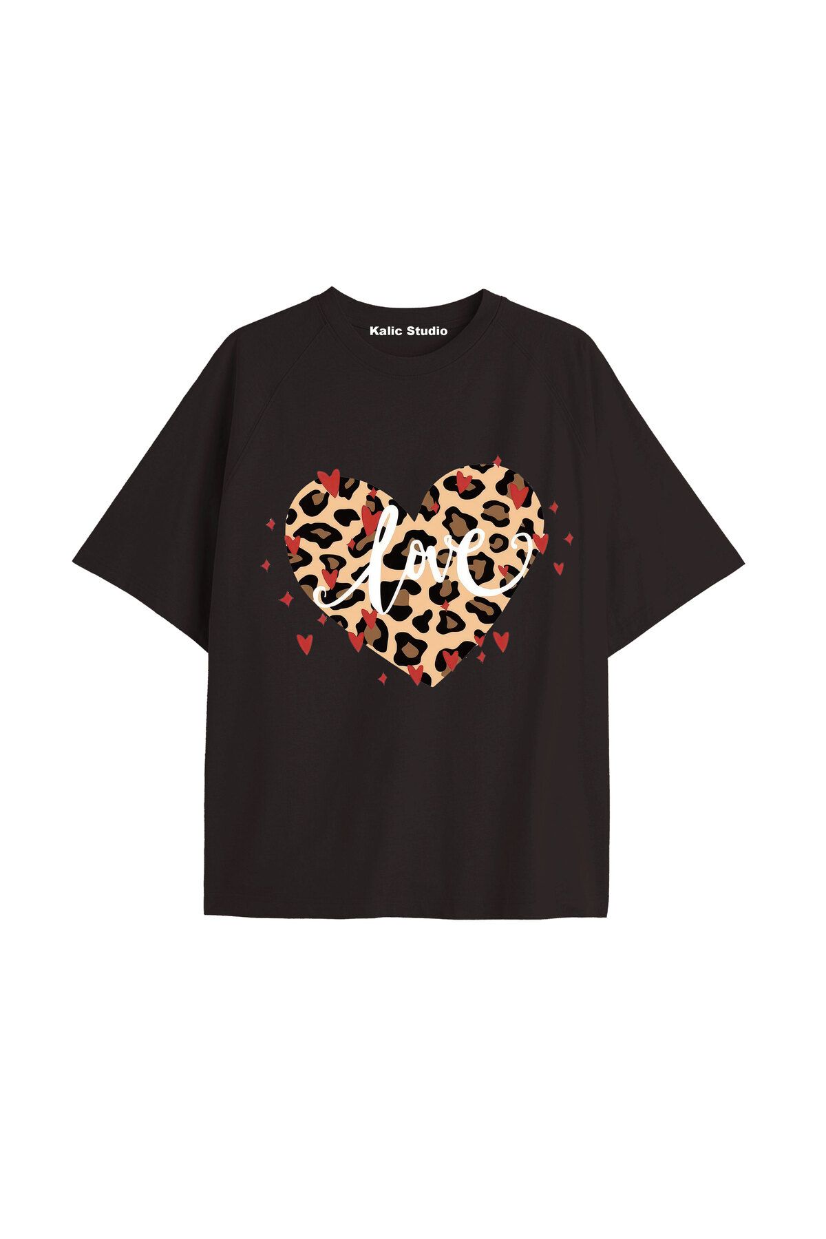 Kalic Studio Y2k vintage Leopar Baskılı Sİyah T-shirt KOD 166